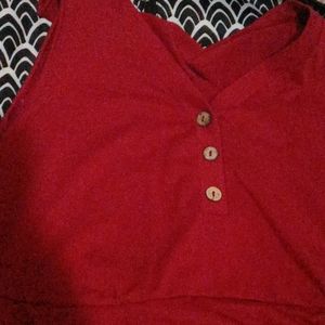 Red button dress offers welcome